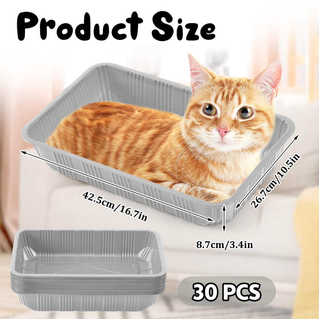 30 Pack Disposable Litter Boxes for Cats Gray C24060