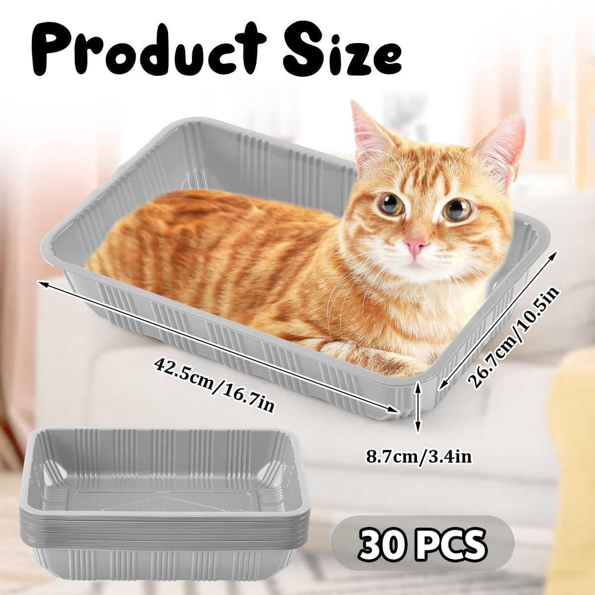 30 Pack Disposable Litter Boxes for Cats Gray C24060