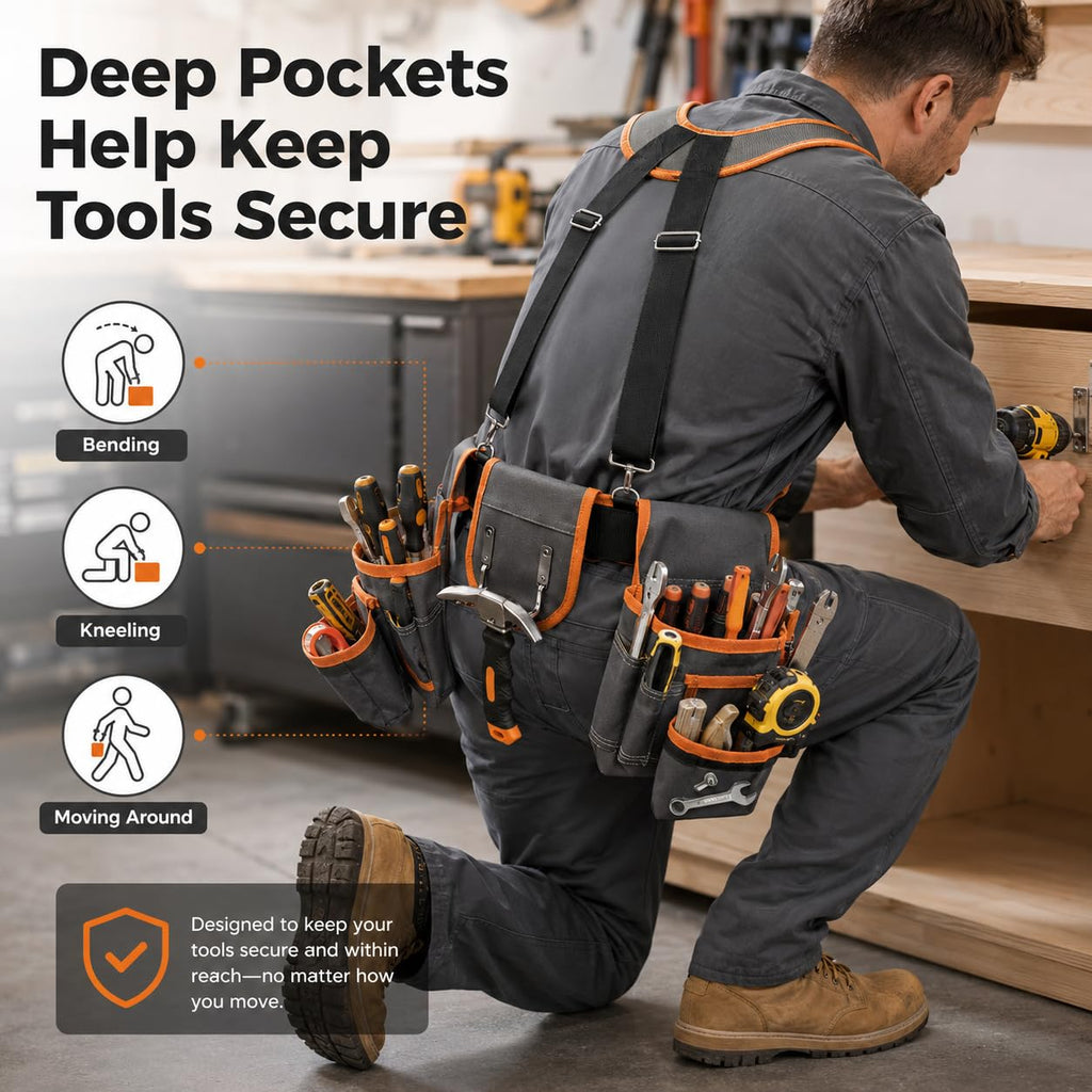 Heavy Duty Magnetic Tool Belt with Suspenders S25275