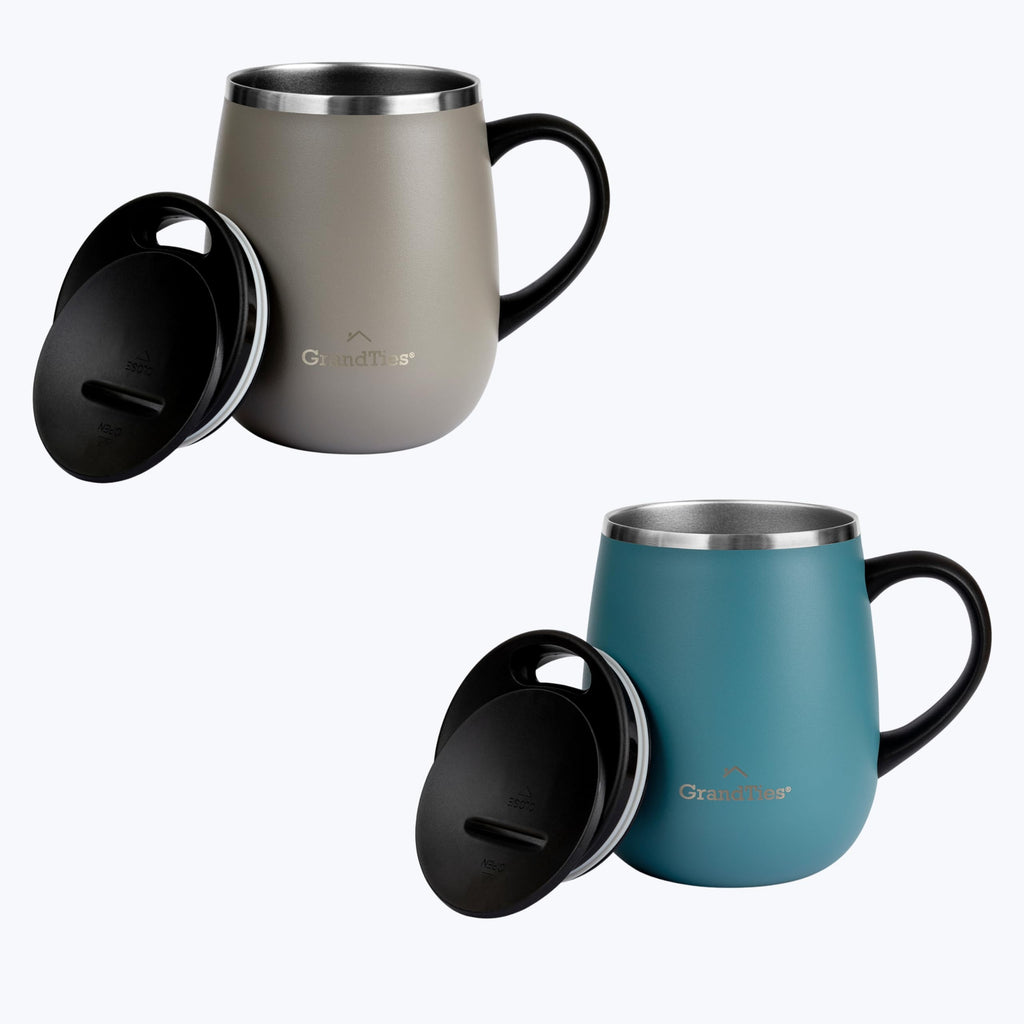 16 oz Stainless Steel Insulated Coffee Mug 2-Pack with Handle & Sliding Lid F4795