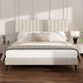 Beige Queen Velvet Bed Frame Z839465
