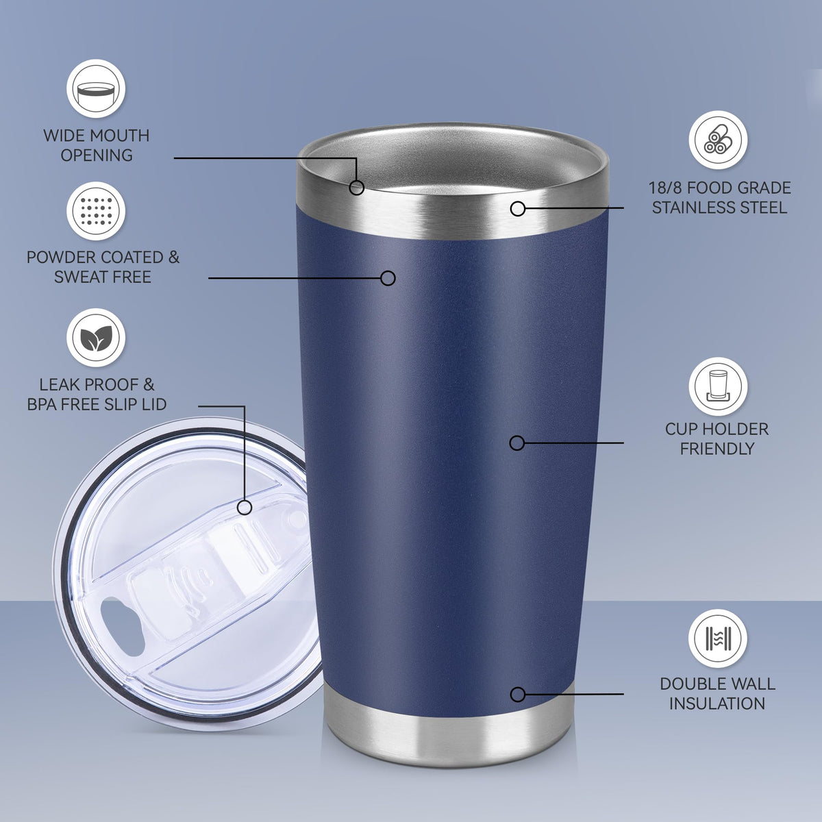 20 oz Stainless Steel Insulated Tumbler with Lid G451171