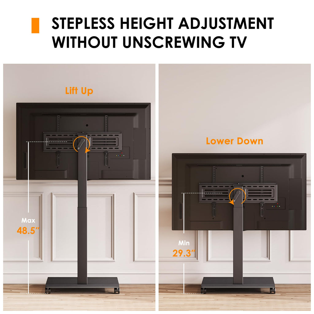Hand Crank Lift TV Stand with Wheels for 32-75 Inch TVs, Black I239