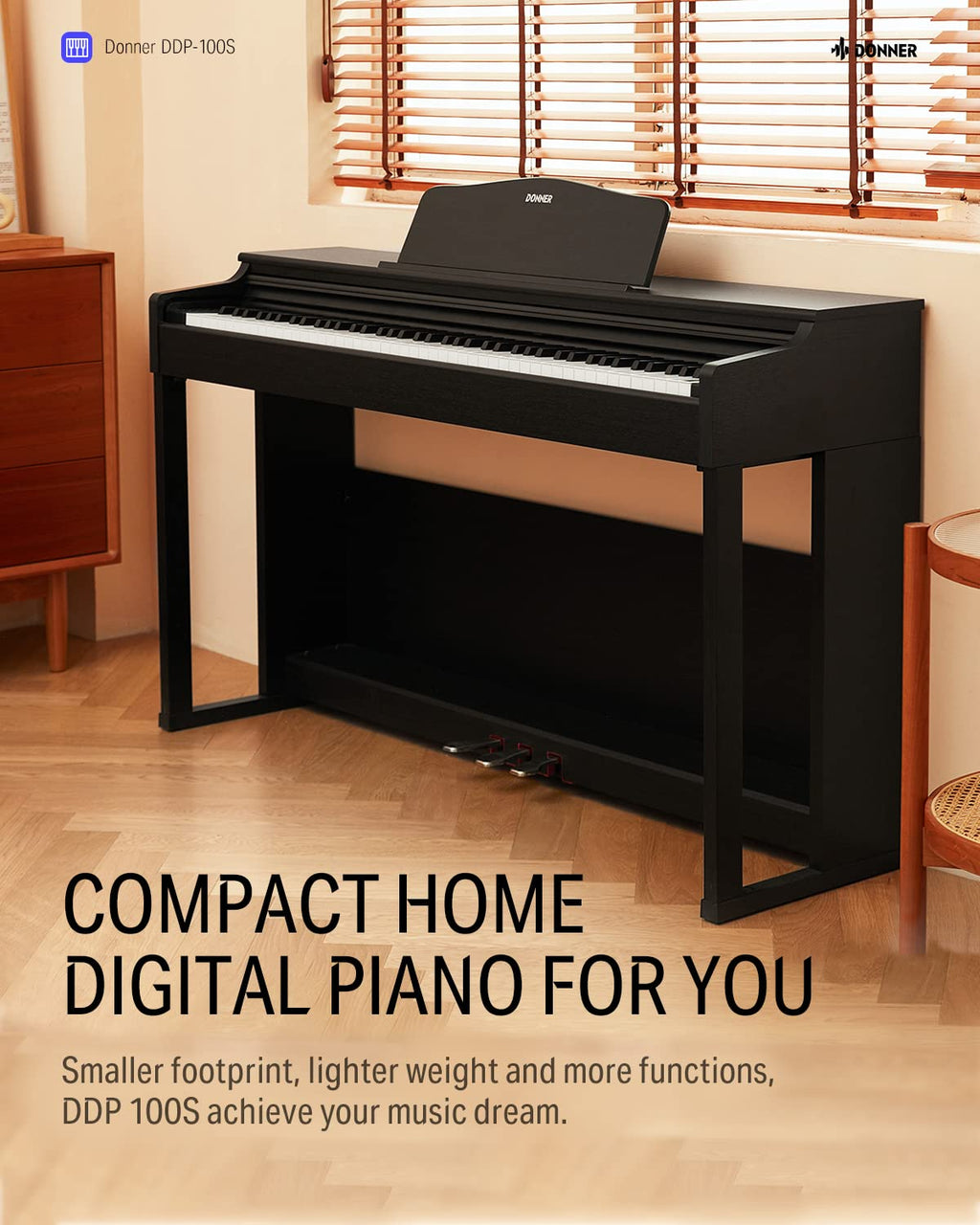 88 Key Weighted Graded Hammer-Action Digital Piano with Bench V7209