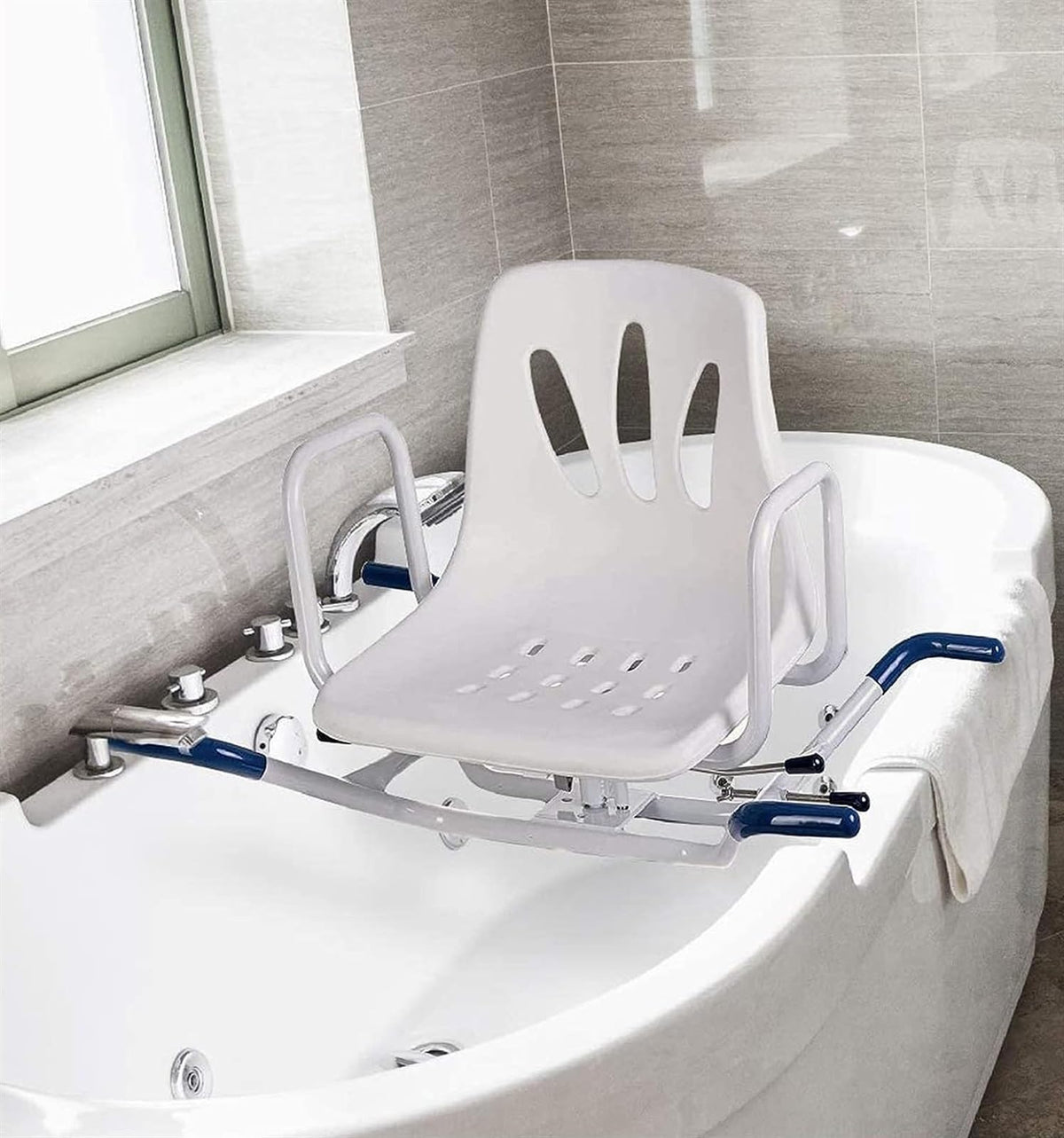Rotating Shower Stool Seat with Arms and Back Support N8982