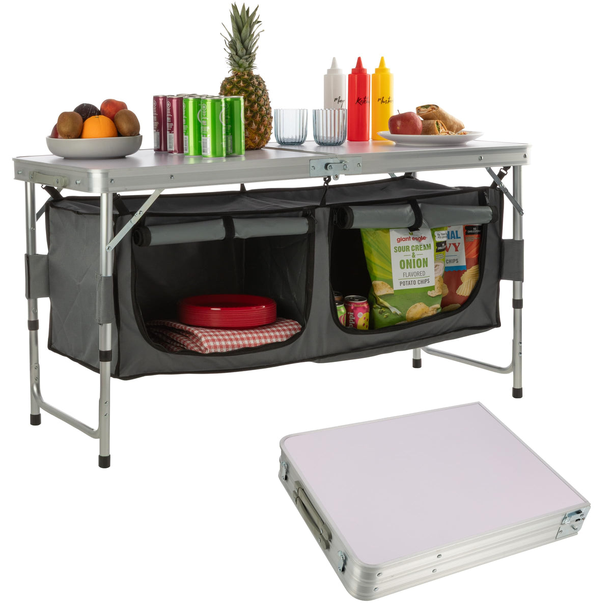 Folding Camping Table with Storage V570148