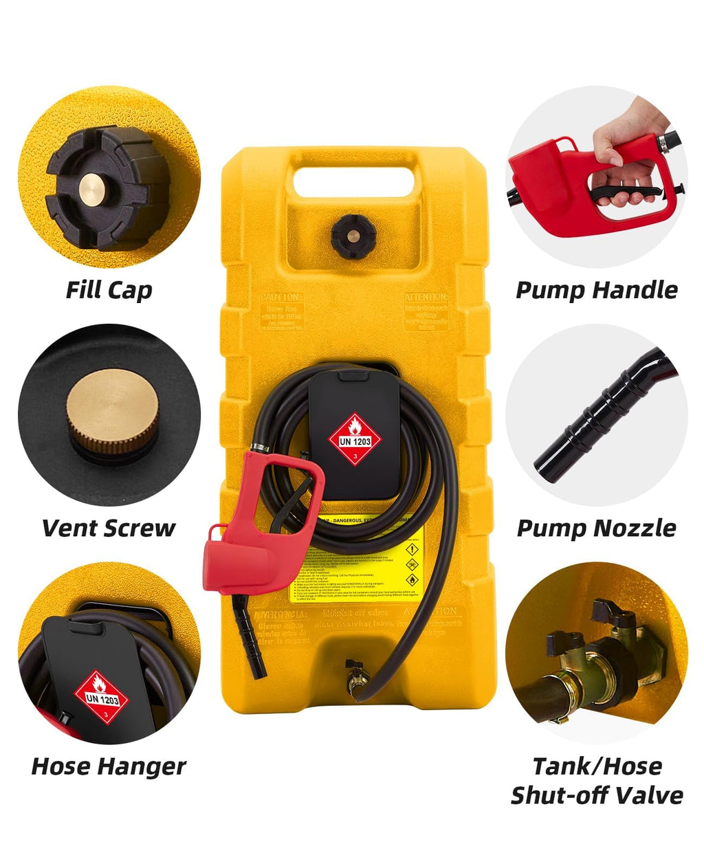 15 Gallon Portable Gas Tank with Caster and 10Ft Hose R64056