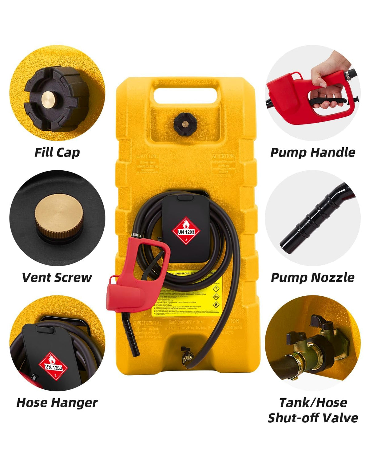 15 Gallon Portable Gas Tank with Caster and 10Ft Hose R64056