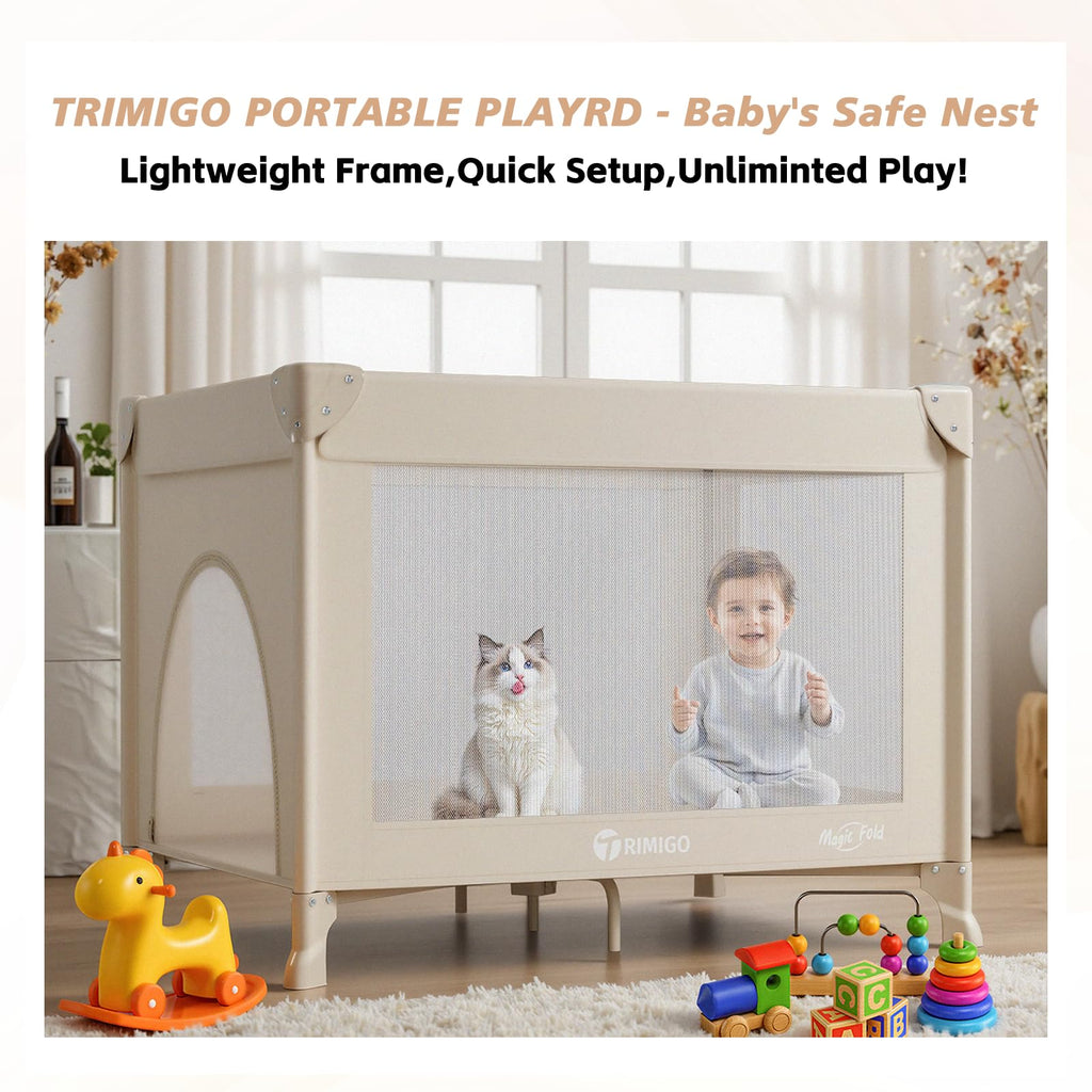 Portable Baby Playard with Mattress, Khaki L787