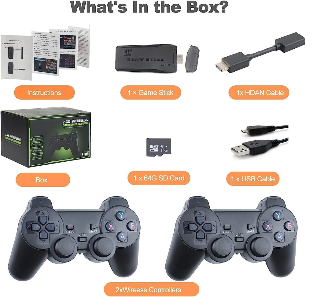 Retro Game Console Plug and Play 4K HDMI 15 Classic Emulators Dual 2.4G Wireless Controllers E9117