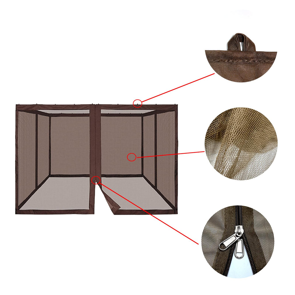 10' x 12' 4-Panel Mosquito Netting Sidewall Curtain with Zippers D91695