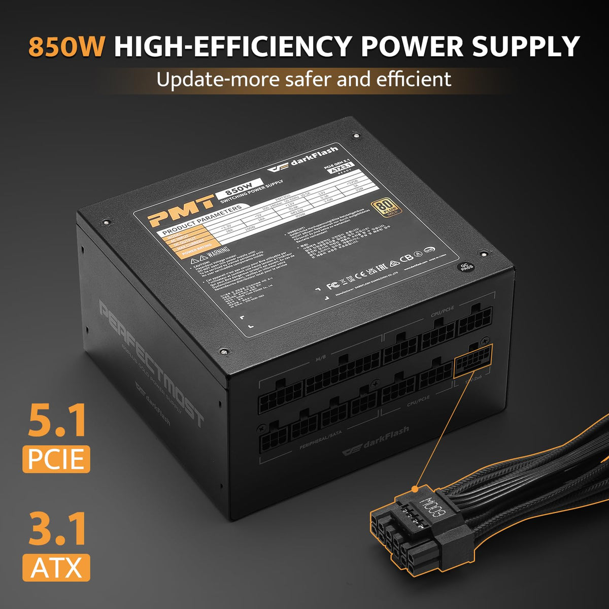 Fully Modular ATX 3.1 PCIe 5.1 80 Plus Gold Power Supply K12427