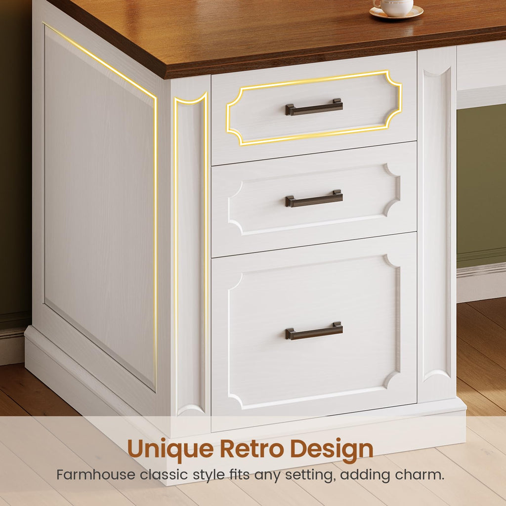 70.9" Executive Desk with File Drawers and Storage Cabinet W868