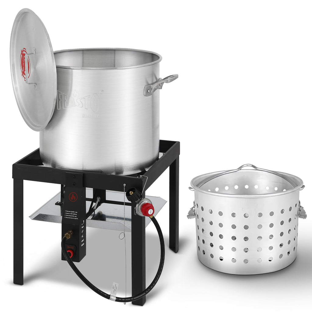 60QT Seafood Boil Pot with Basket and Burner A801413