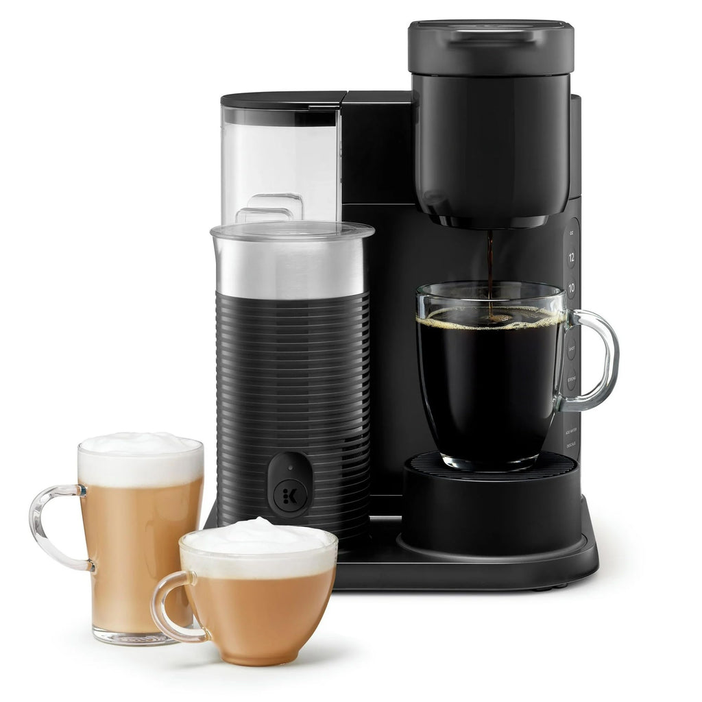 Black Single Serve Coffee Maker with Milk Frother T453