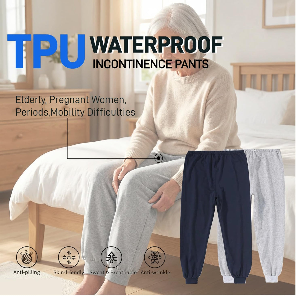 Waterproof Adjustable Incontinence Trousers Blue 3XL C225