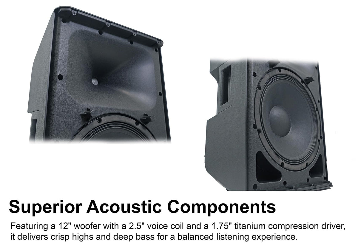 12" Active Powered Speaker with 2-Channel Mixer, 2-Pack J7723