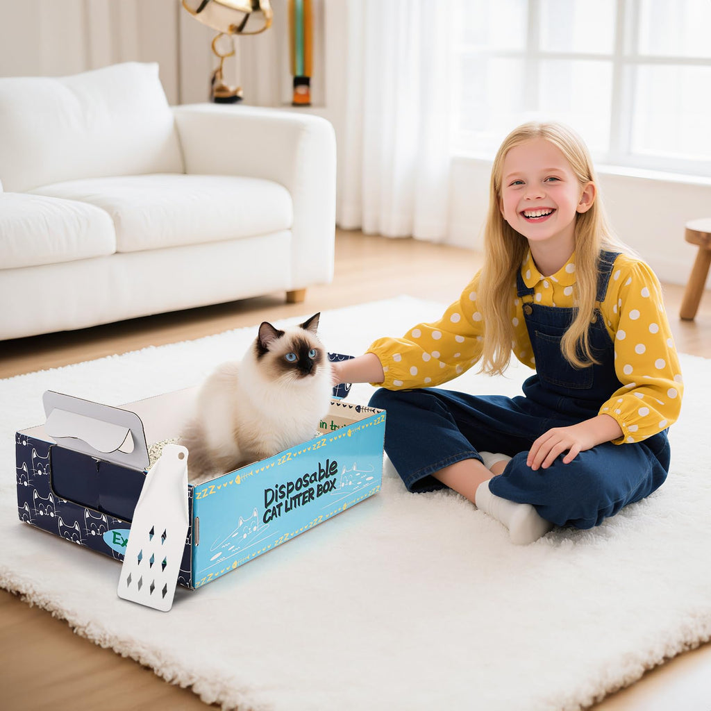 8 Pcs Disposable Cat Litter Box with Scoops P917603