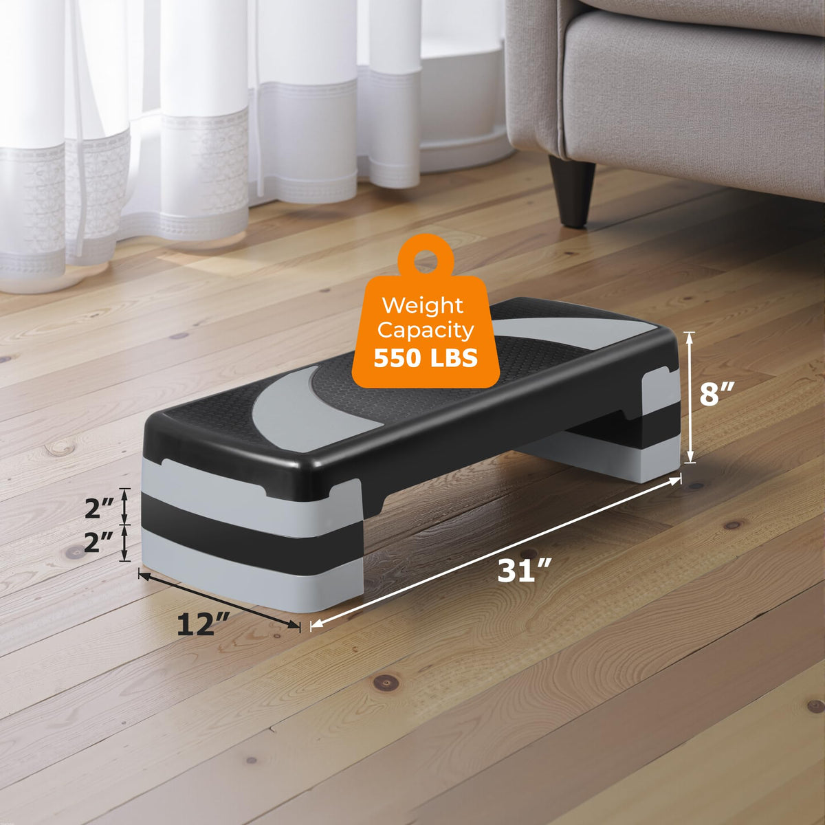 31" Adjustable Aerobic Step Platform with 4 Stackable Risers S96219
