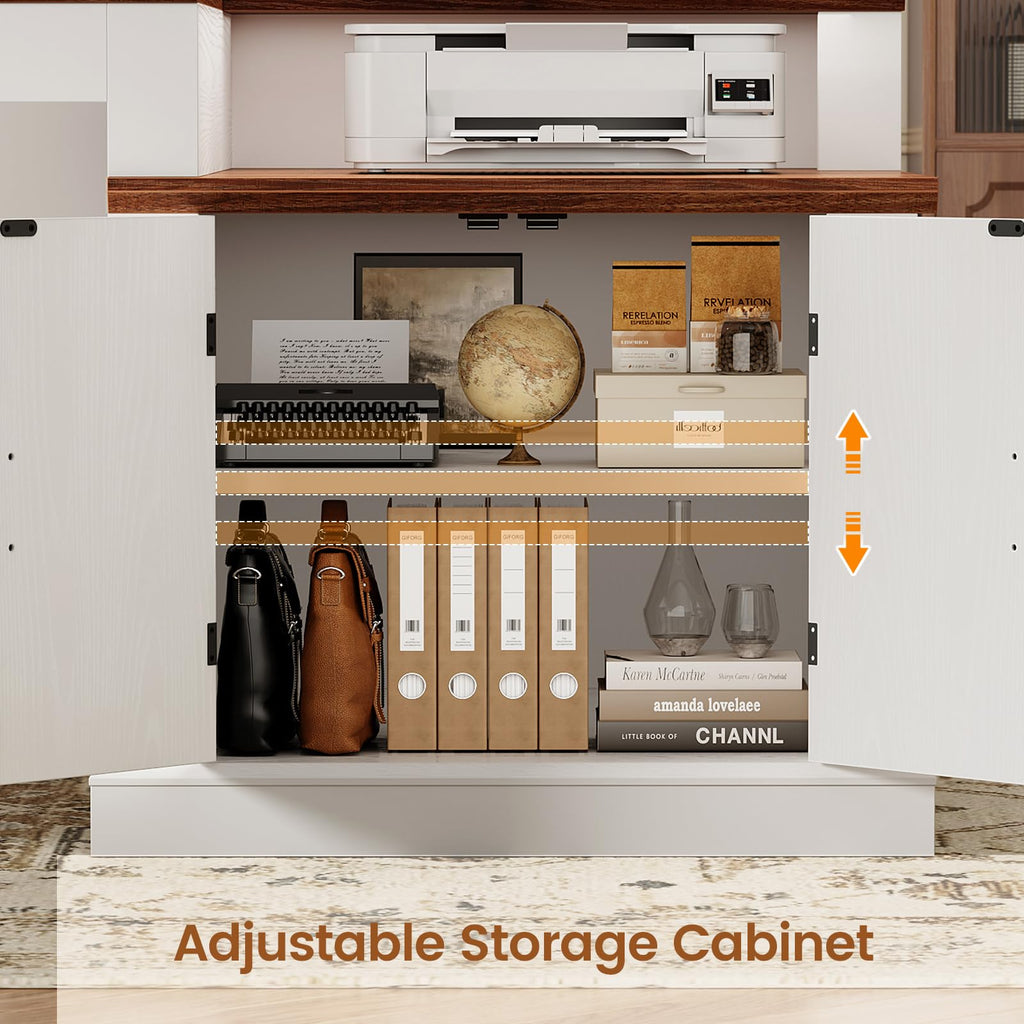 70.9" Executive Desk with File Drawers and Storage Cabinet W868