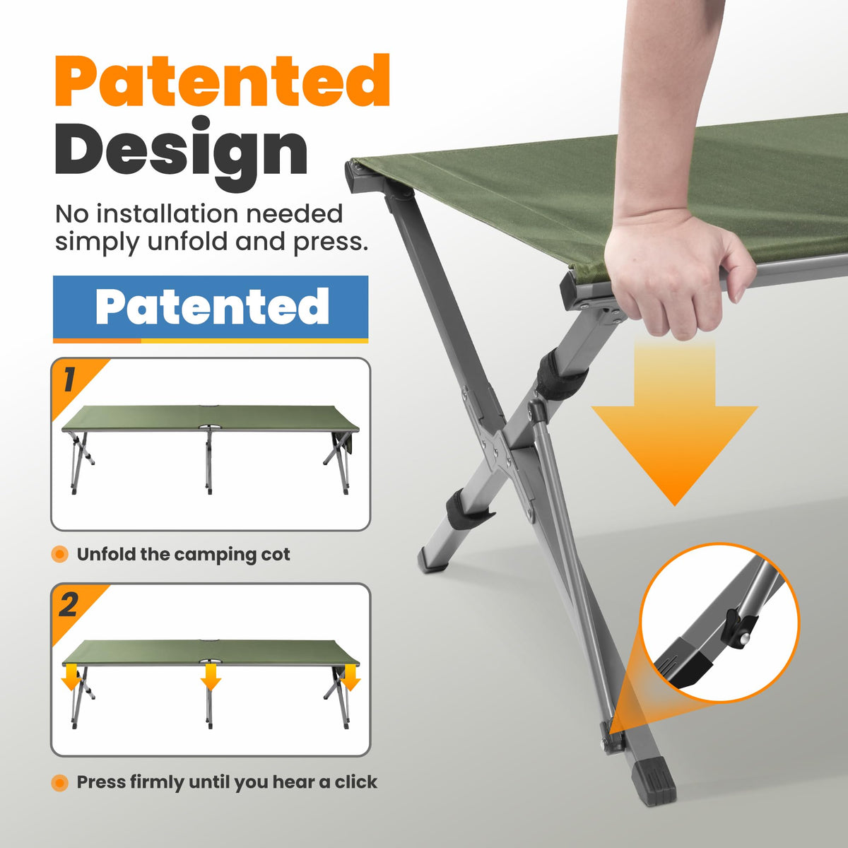 Oversized Folding Camping Cot with Storage Bag W58925