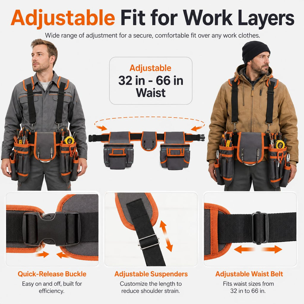 Heavy Duty Magnetic Tool Belt with Suspenders S25275