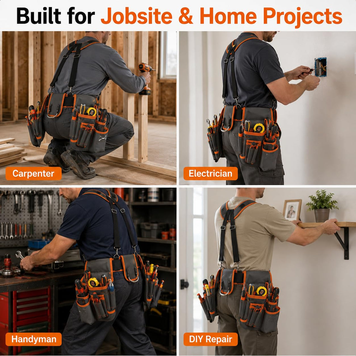 Heavy Duty Magnetic Tool Belt with Suspenders S25275