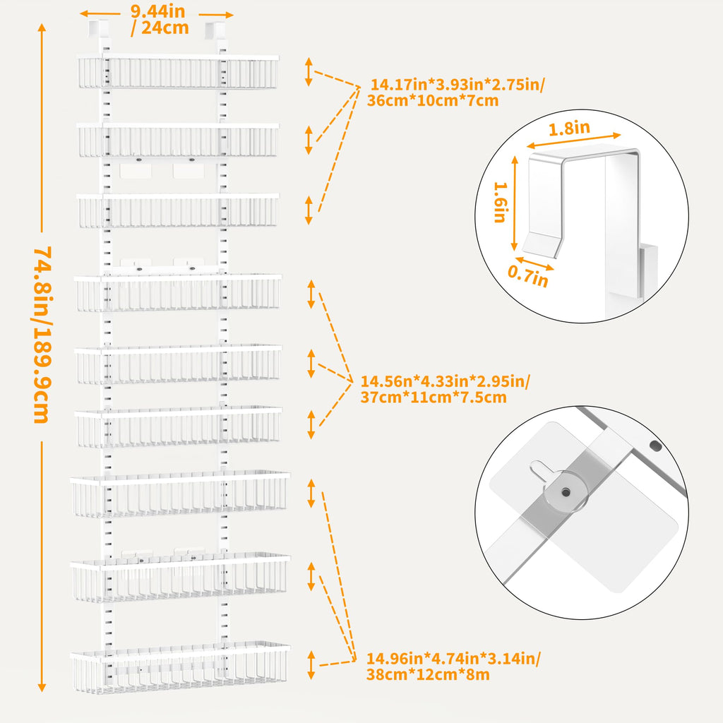 White 9-Tier Over The Door Pantry Organizer K162956