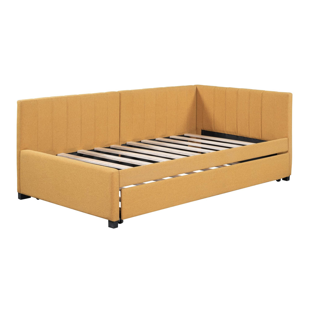 Twin Size Linen Upholstered Daybed with Trundle S20292