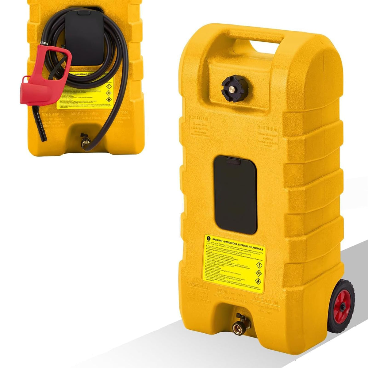 15 Gallon Portable Gas Tank with Caster and 10Ft Hose R64056