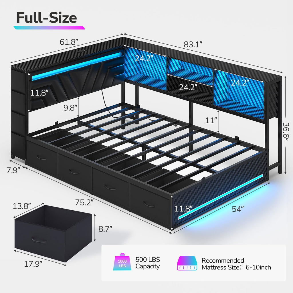 Full Corner Bed with Drawers Z20709