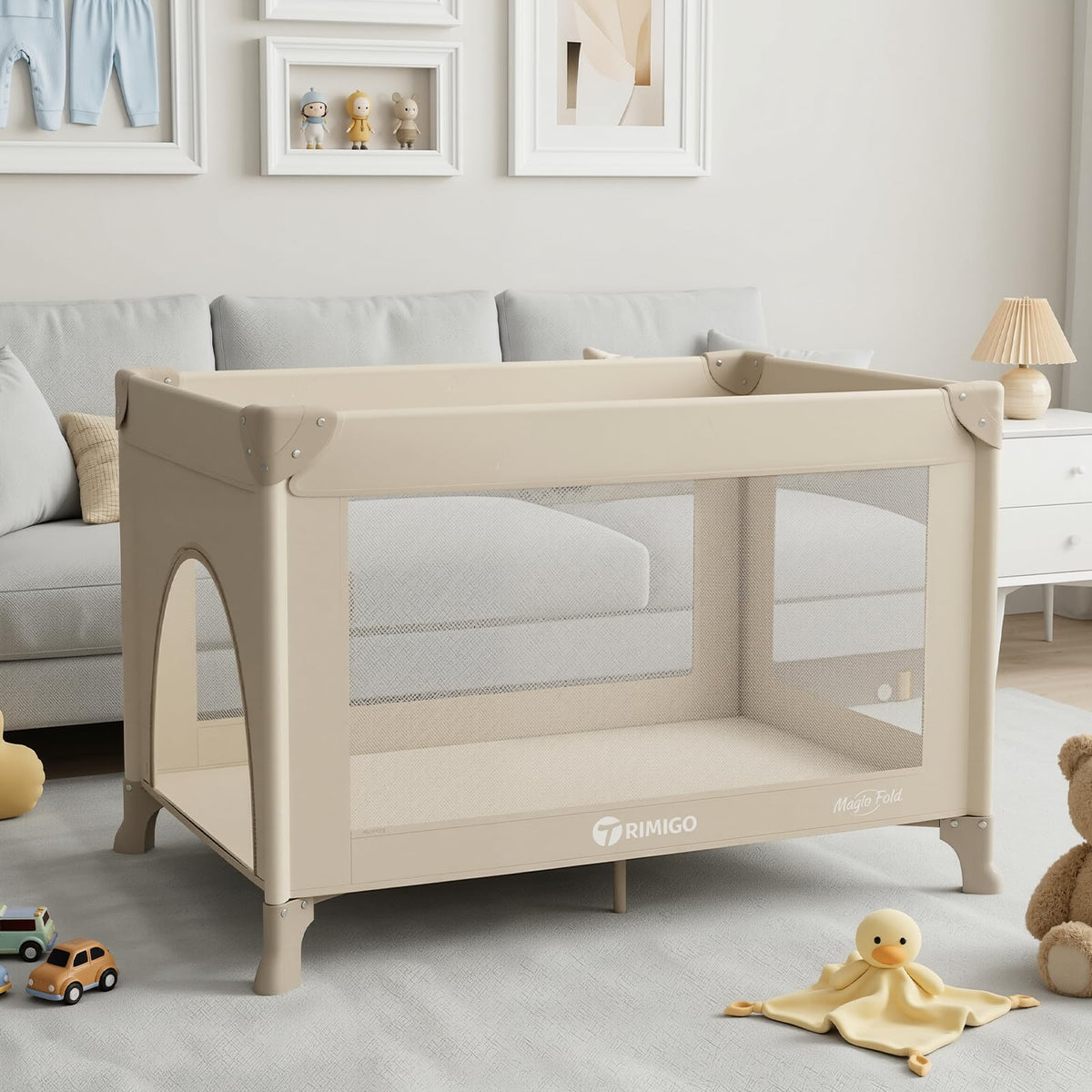 Portable Baby Playard with Mattress, Khaki L787