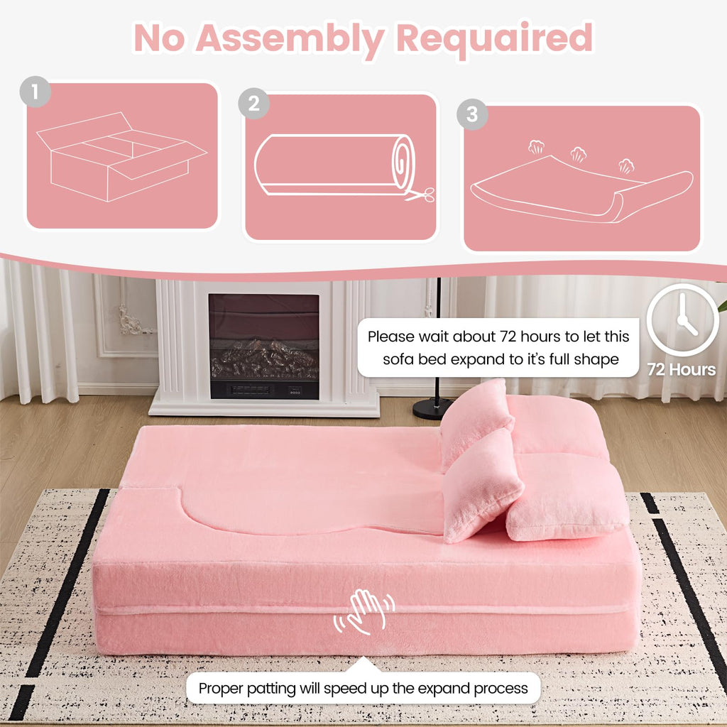 Pink Convertible Sofa Bed K579256