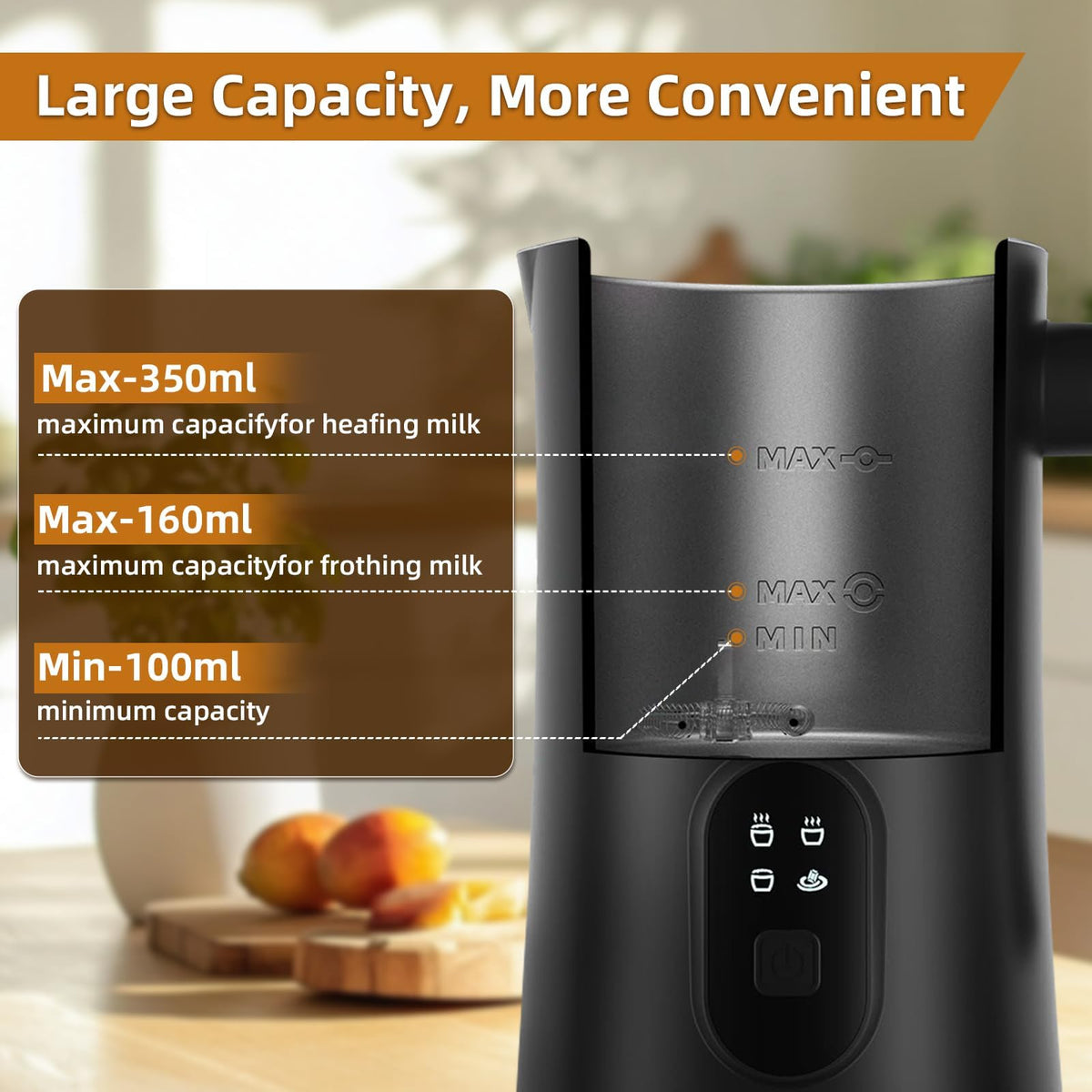 4-in-1 Electric Milk Frother, 350ml Black R866