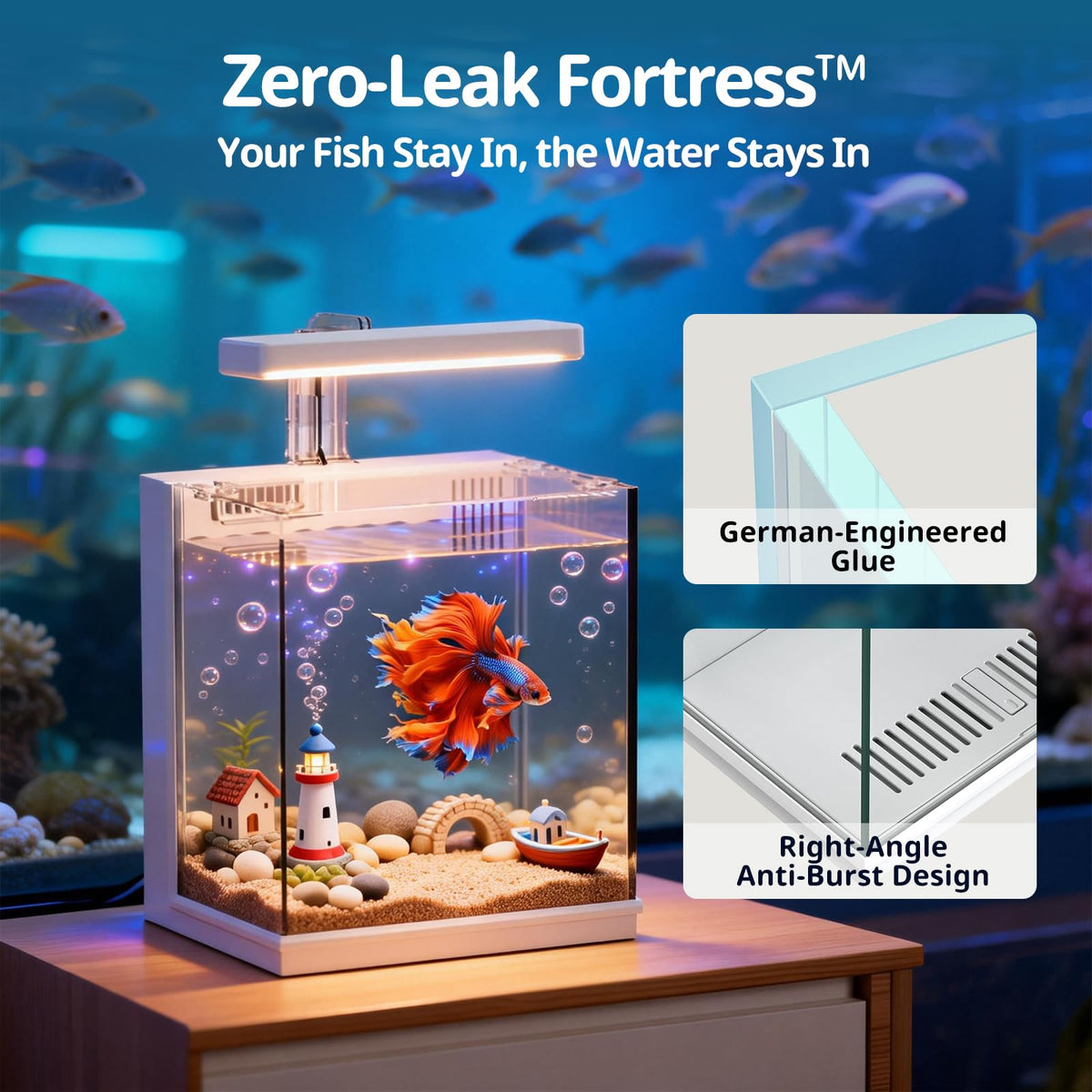 2 Gallon Aquarium Kit with Filtration & LED Light V967