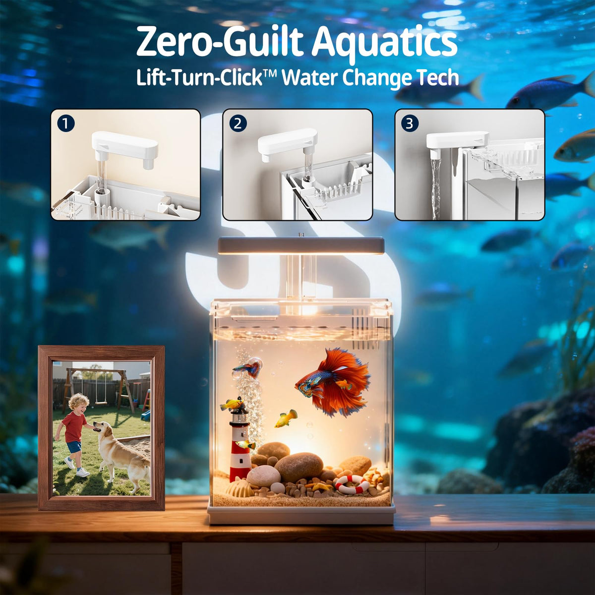 2 Gallon Aquarium Kit with Filtration & LED Light V967