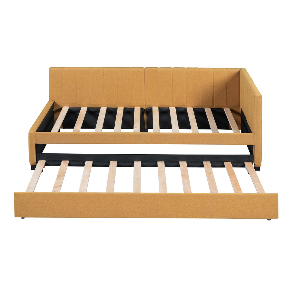 Twin Size Linen Upholstered Daybed with Trundle S20292