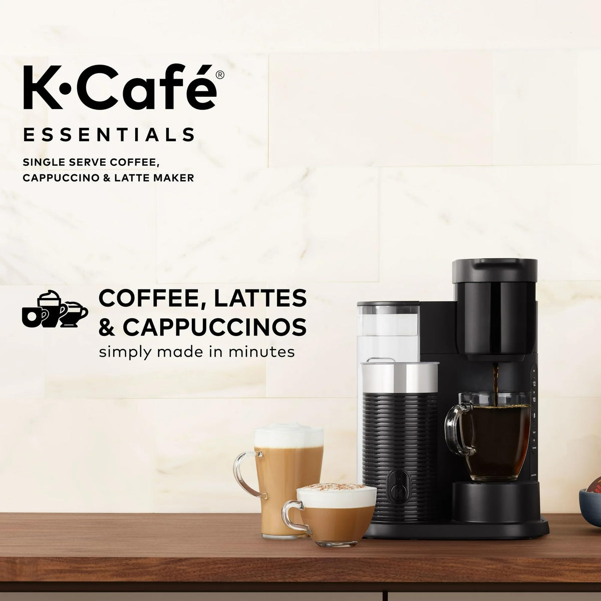 Black Single Serve Coffee Maker with Milk Frother T453