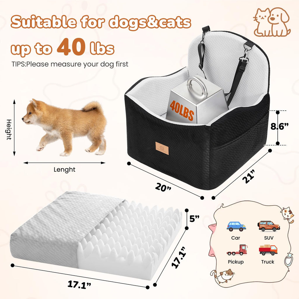 Dog Booster Car Seat for Small Dogs Up to 40lbs with Safety Belt L649903