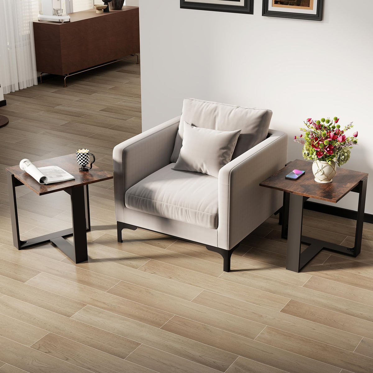 Set of 2 Square Wood Side Tables L699243