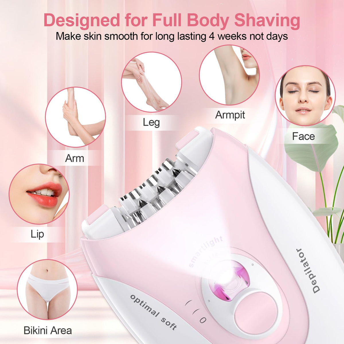2 Speeds Rechargeable Epilator with LED Light F765
