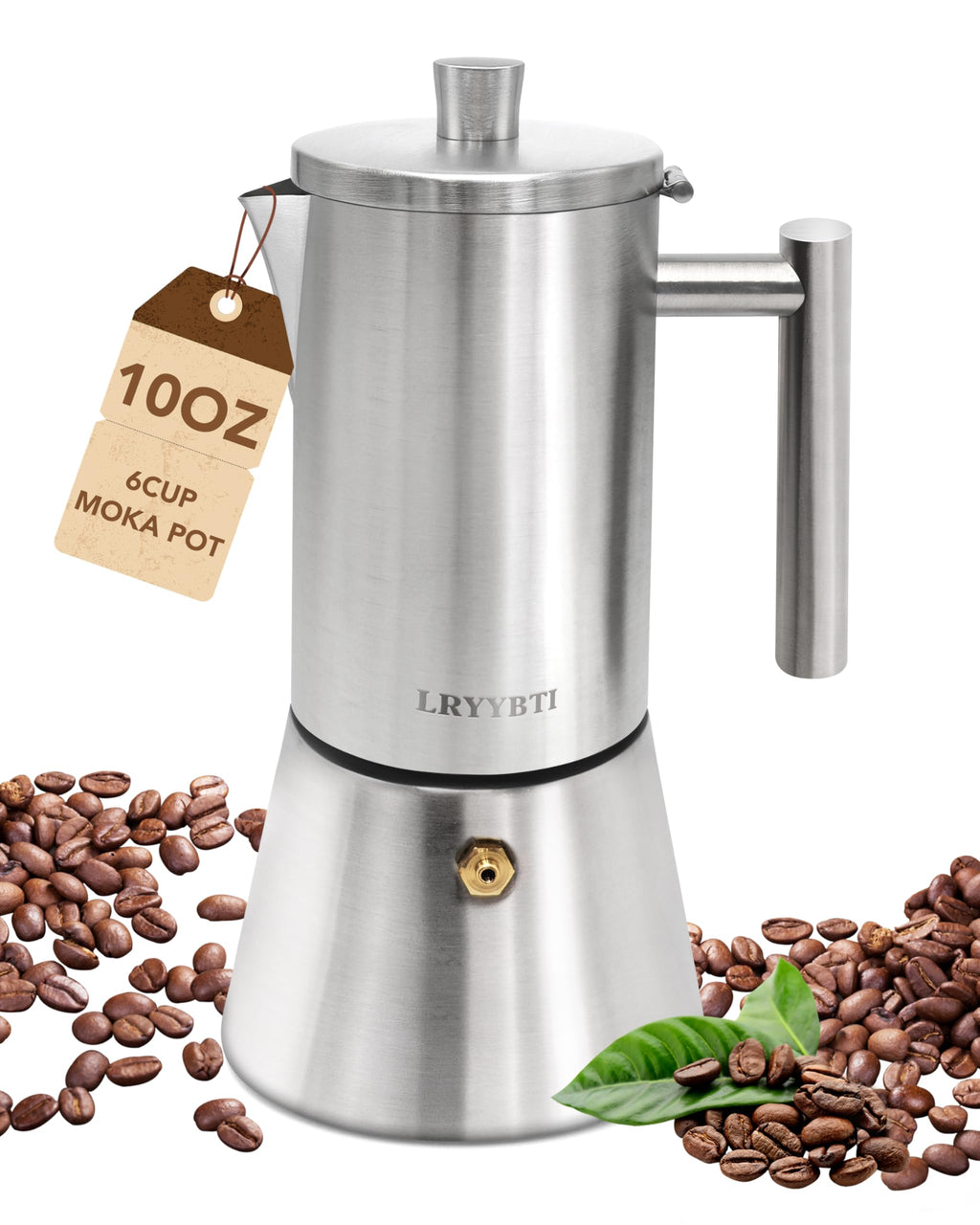 6 Cup Stainless Steel Stovetop Moka Pot J144