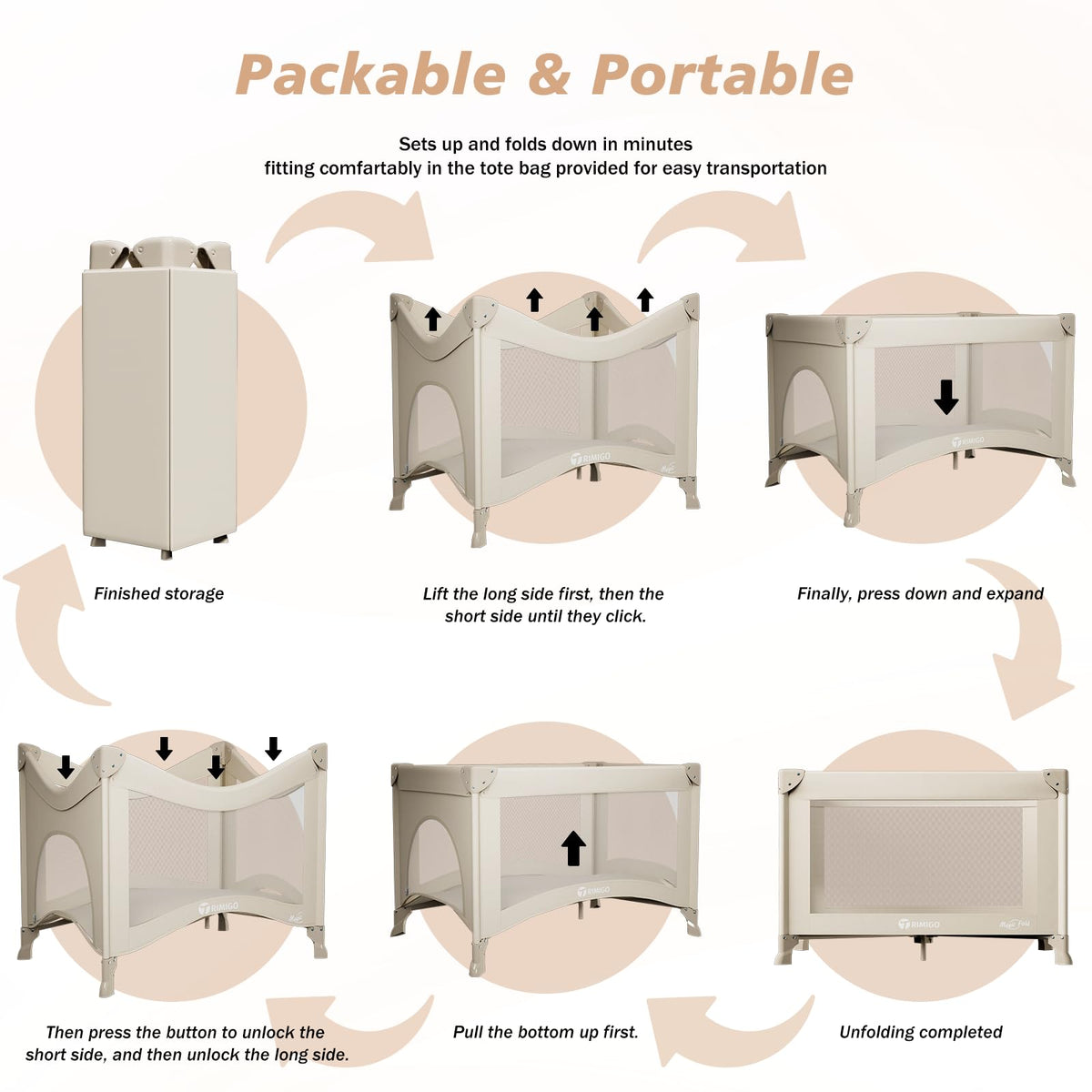 Portable Baby Playard with Mattress, Khaki L787