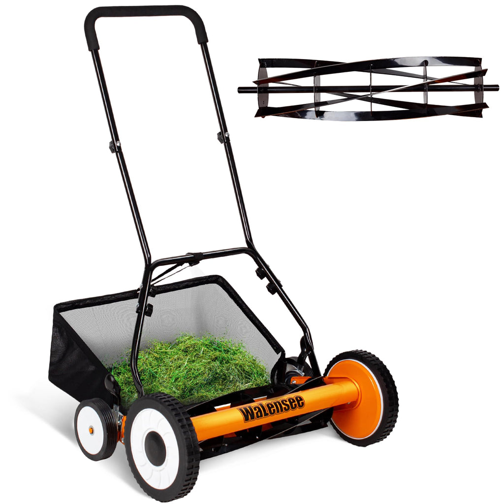 20-Inch 5-Blade Manual Reel Lawn Mower with Grass Catcher A493