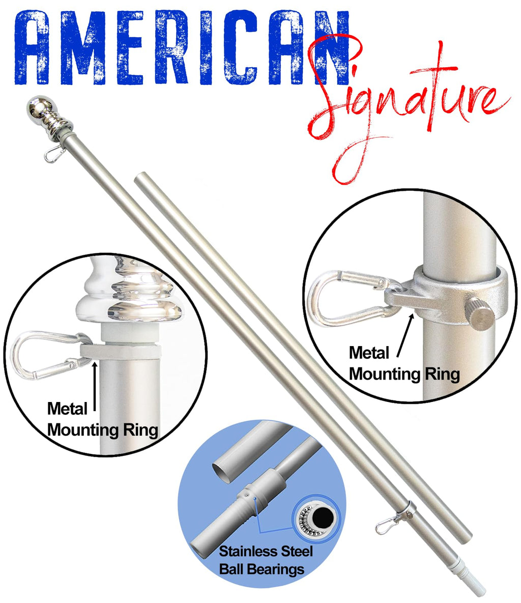 3x5 ft US Flag and 6 ft Aluminum Flag Pole Kit with Holder M17532