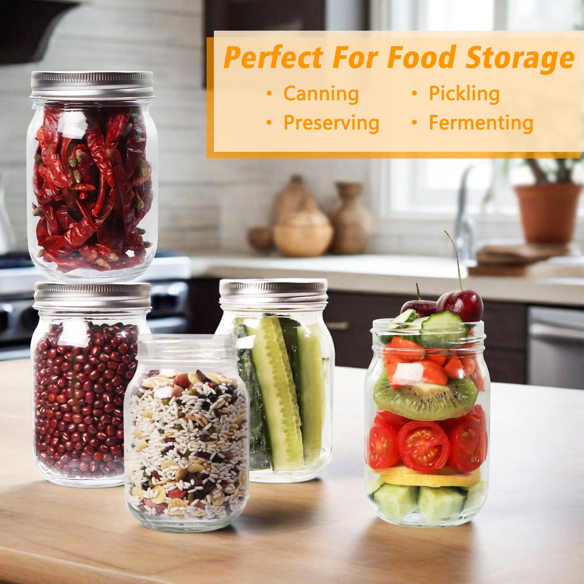 12 oz Mason Jars with Lids and Bands, 20 Pack T7709