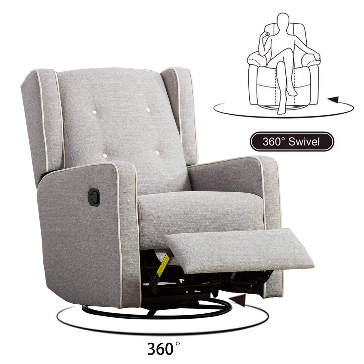 Grey Swivel Rocker Recliner Chair H61020