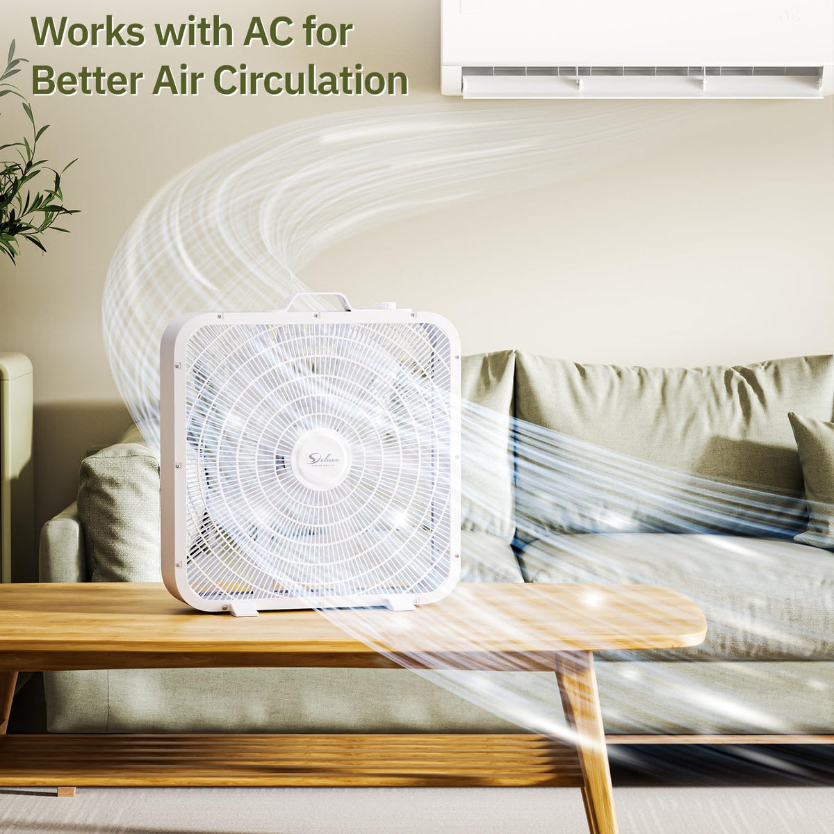 20” 3-Speed Box Fan with Carry Handle, White H4353