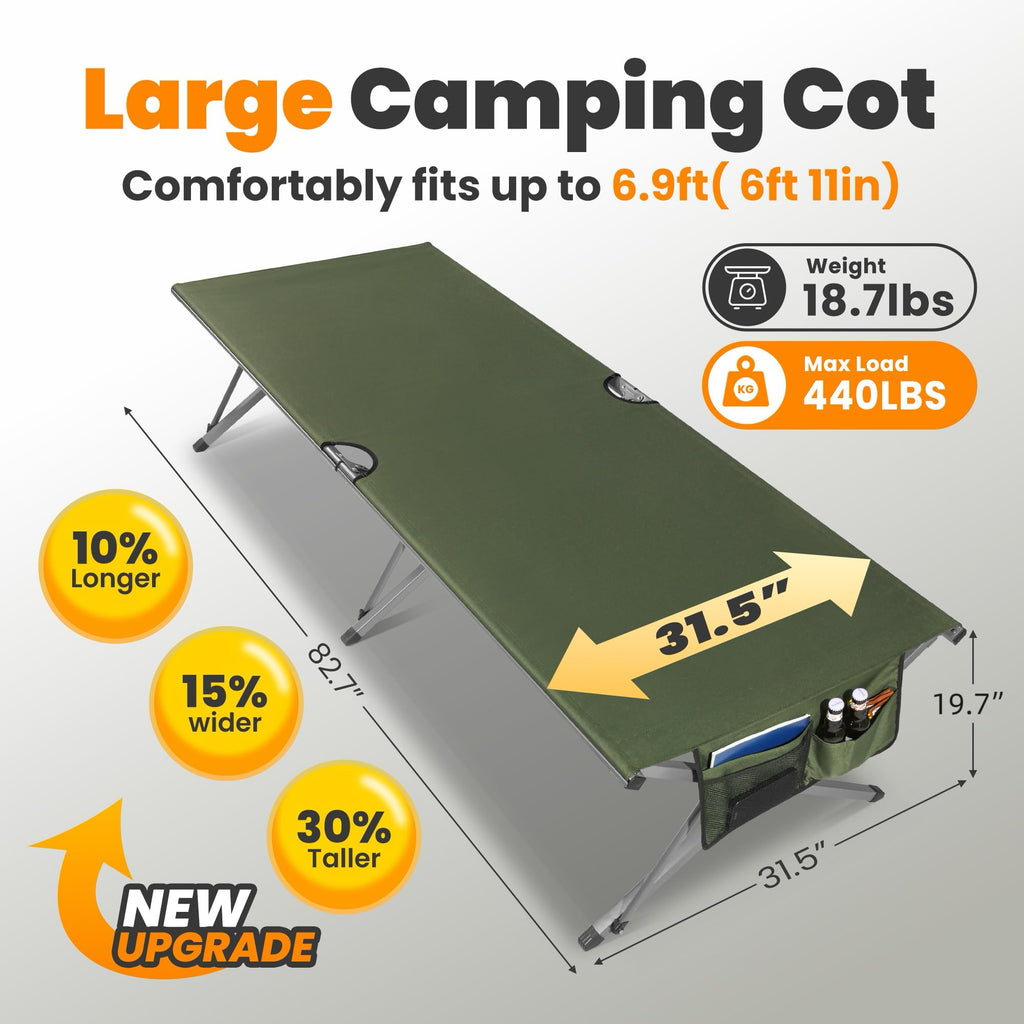 Oversized Folding Camping Cot with Storage Bag W58925