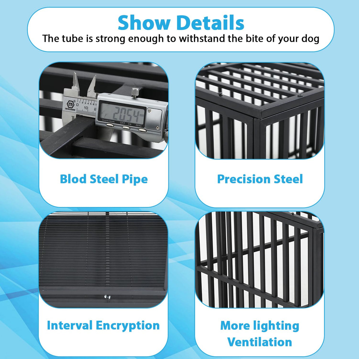 48 Inch Heavy Duty Dog Crate with Plastic Tray Double Doors J566771